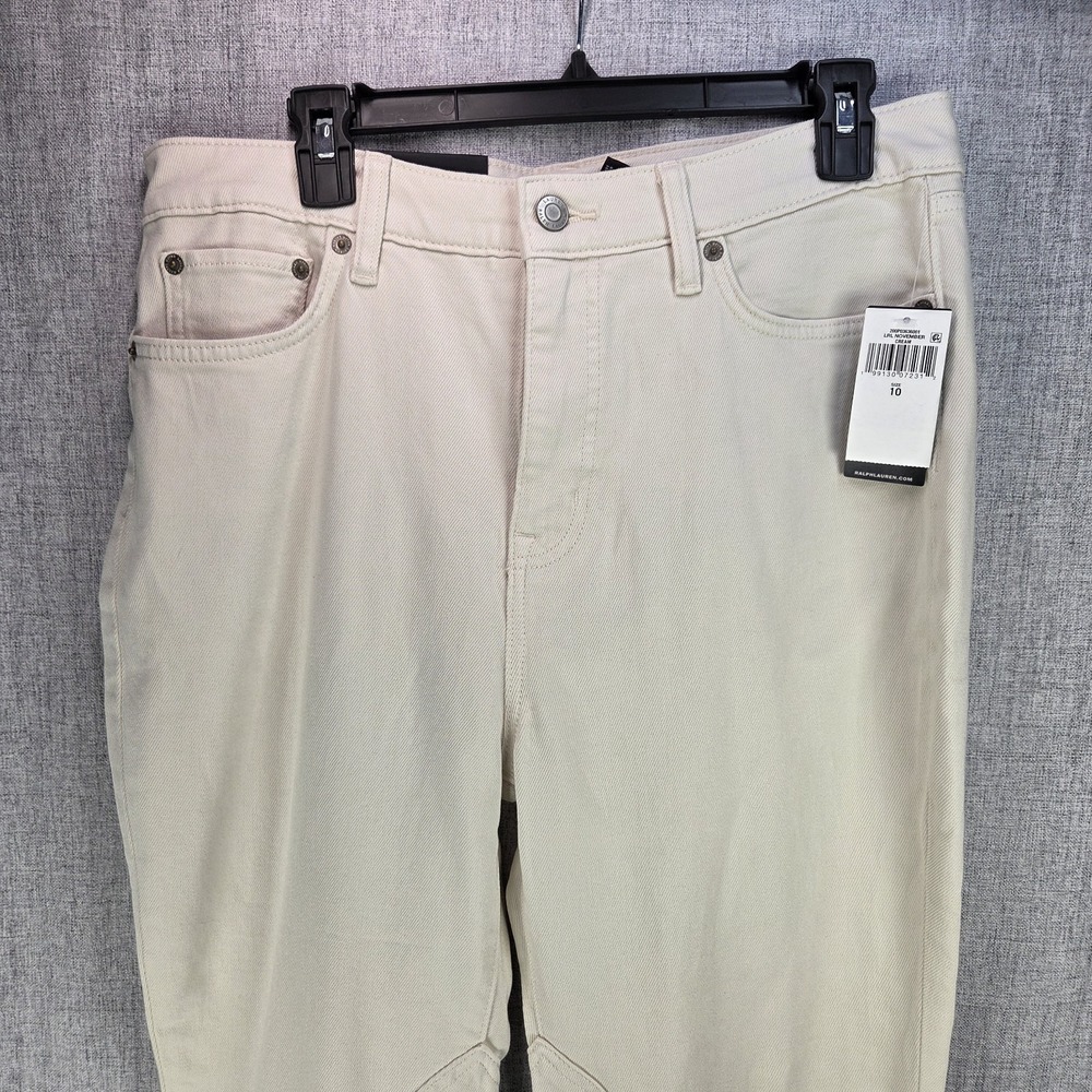 Lauren Ralph Lauren Women's High-Rise Skinny Ankle SZ 10 Jeans Cream NWT Preppy